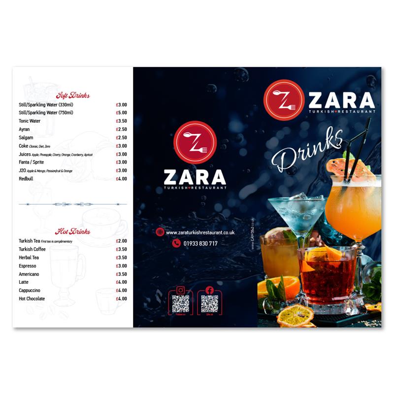 Zara Turkish Restaurant - Drinks Menu